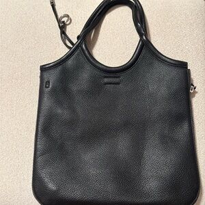 Elegant Black Leather Tote Bag